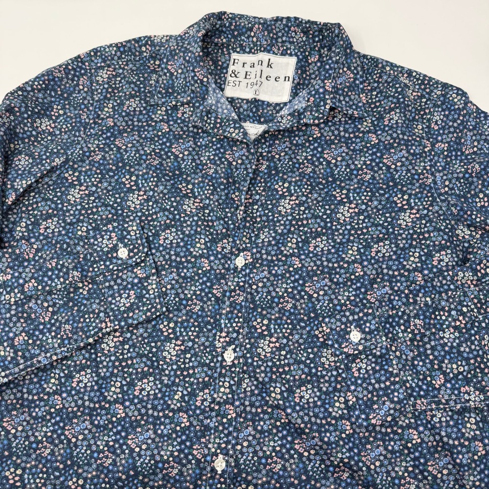 Frank & Eileen The Frank Blue Ditsy Floral Italian Cotton Button Up Shirt Large